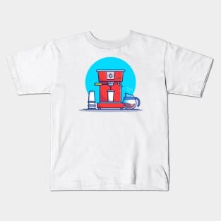 Coffee Machine Pod, Cup And Coffee Pot Kids T-Shirt